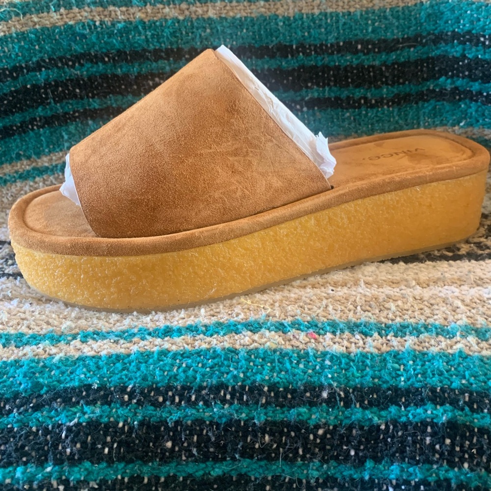 Vince Tan Suede Platform Mules Palley NIB 8.5